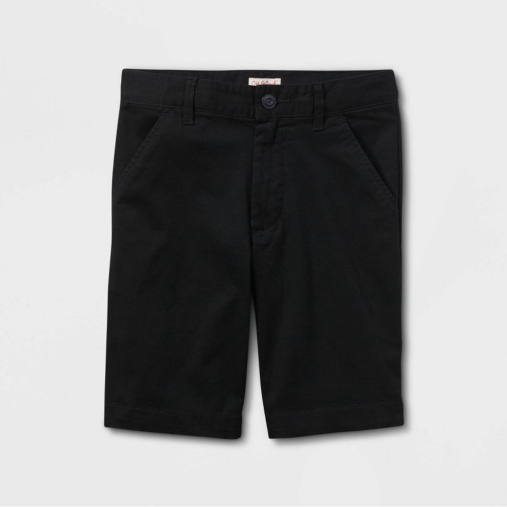 Cat & Jack Boys' Regular Fit Flat Front Uniform Shorts - Black, 5